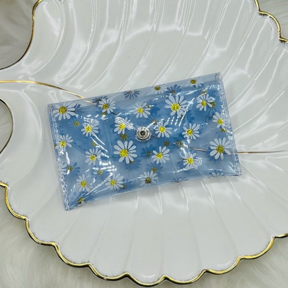 Florals Clear Card Case Wallet in light blue - Picture 2 of 4